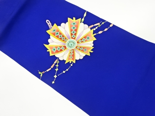 塩瀬金彩手描き花模様名古屋帯